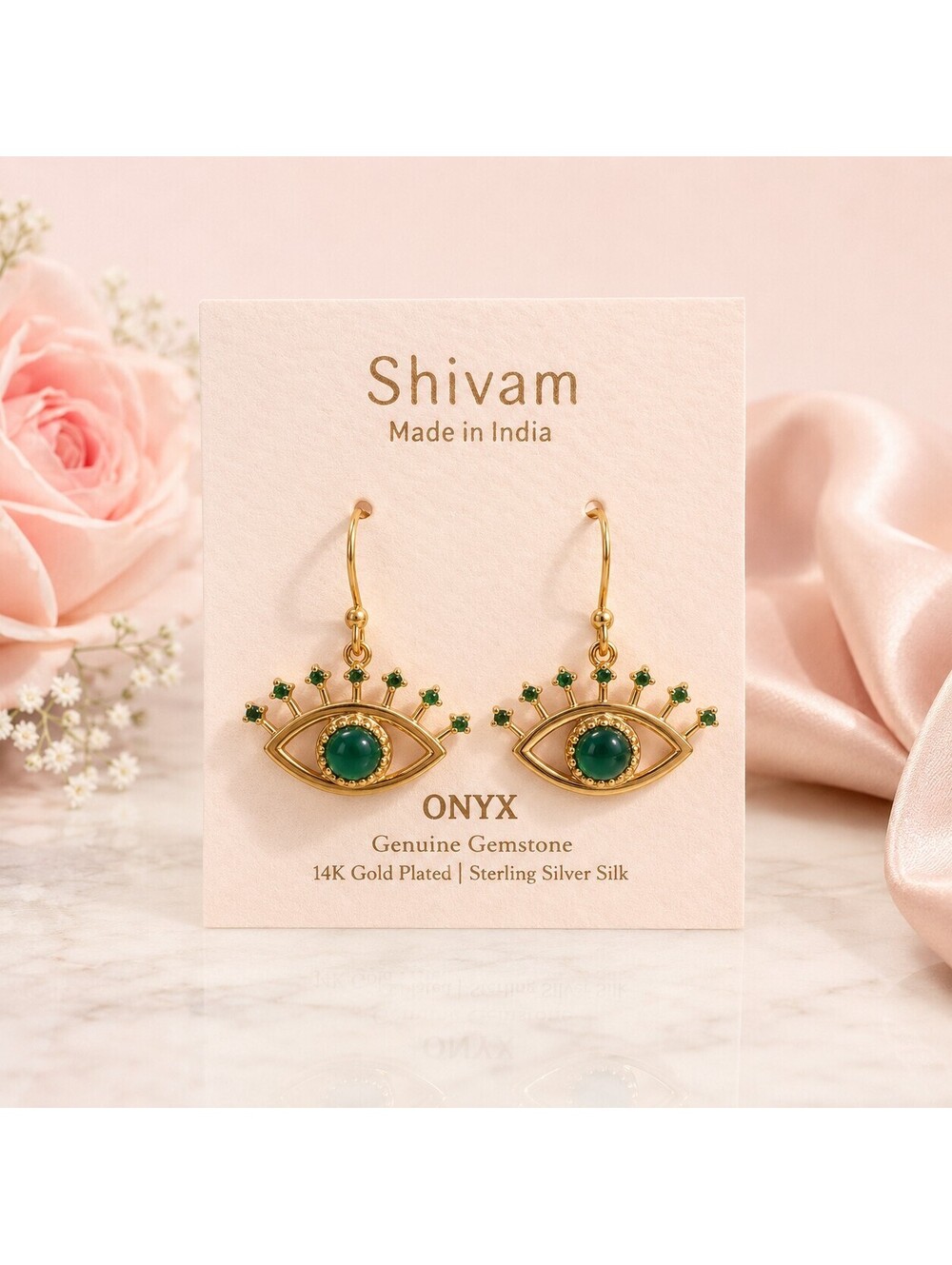 Shivam Onix Evil Eye Earrings